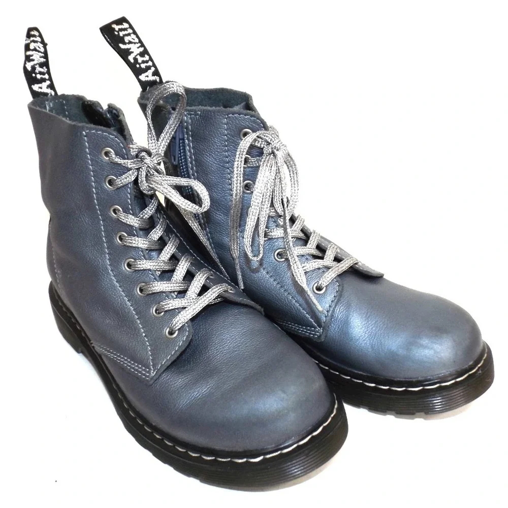Dr. Martens DOCA 1460 Pascal Boot Gunmetal Metallic SPARKLE LACE unisex -GIRLS 5